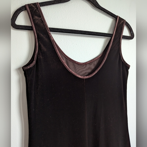 Vintage Mica Brown Velvet Whimsygoth Fitted Maxi Dress Size 6 Elegant - Picture 5 of 7